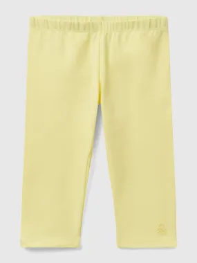 3/4 leggings in stretch cotton - Yellow | Benetton