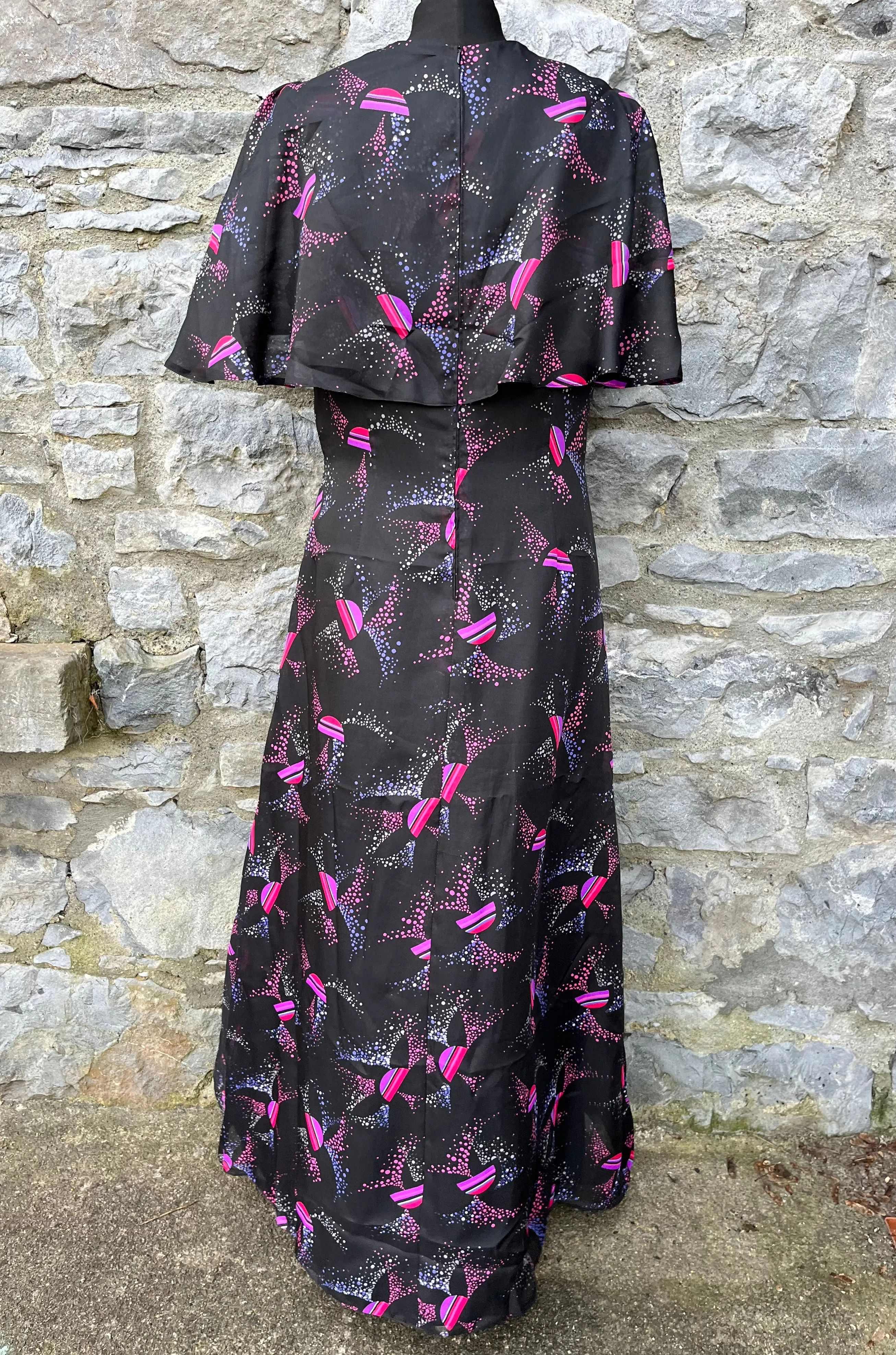 70s Black&pink maxi dress uk 12