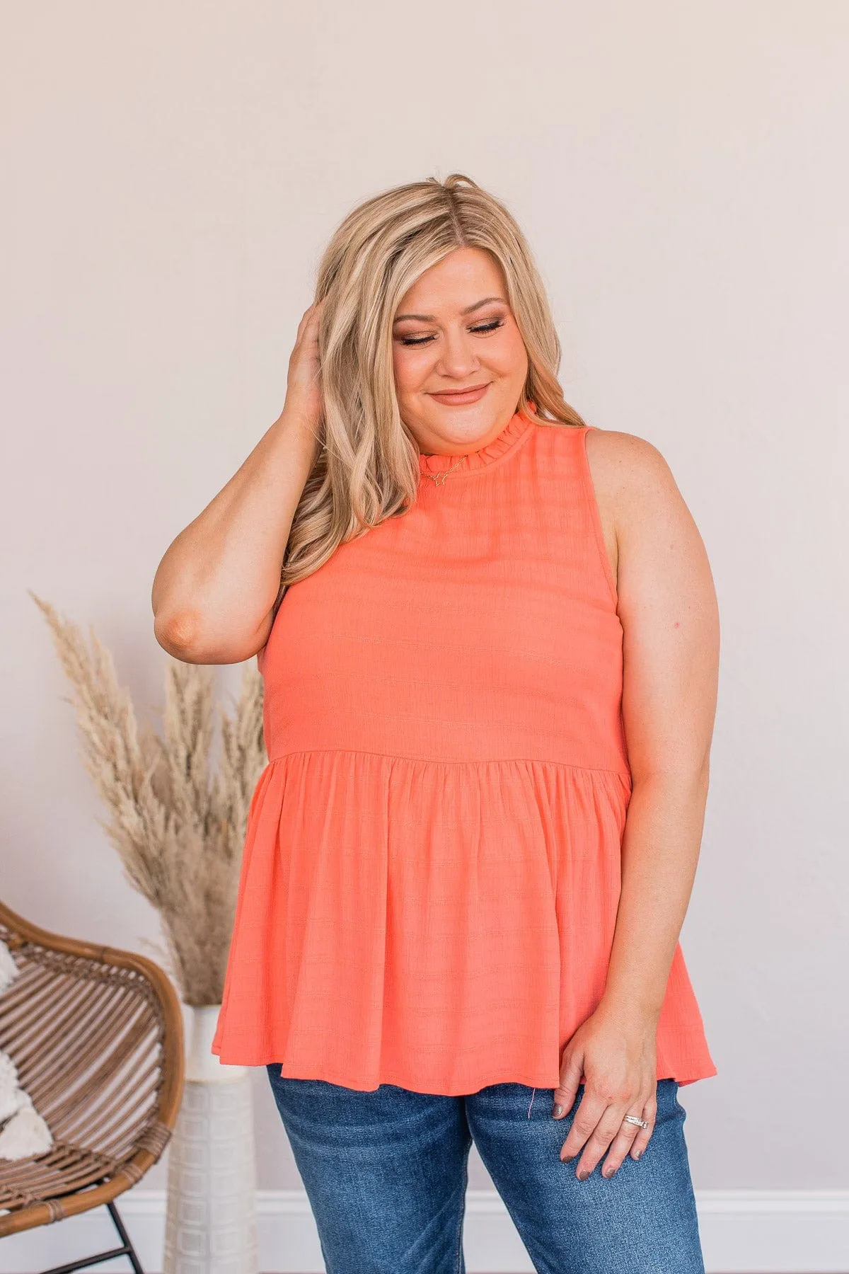 About To Get Good Peplum Tank- Coral