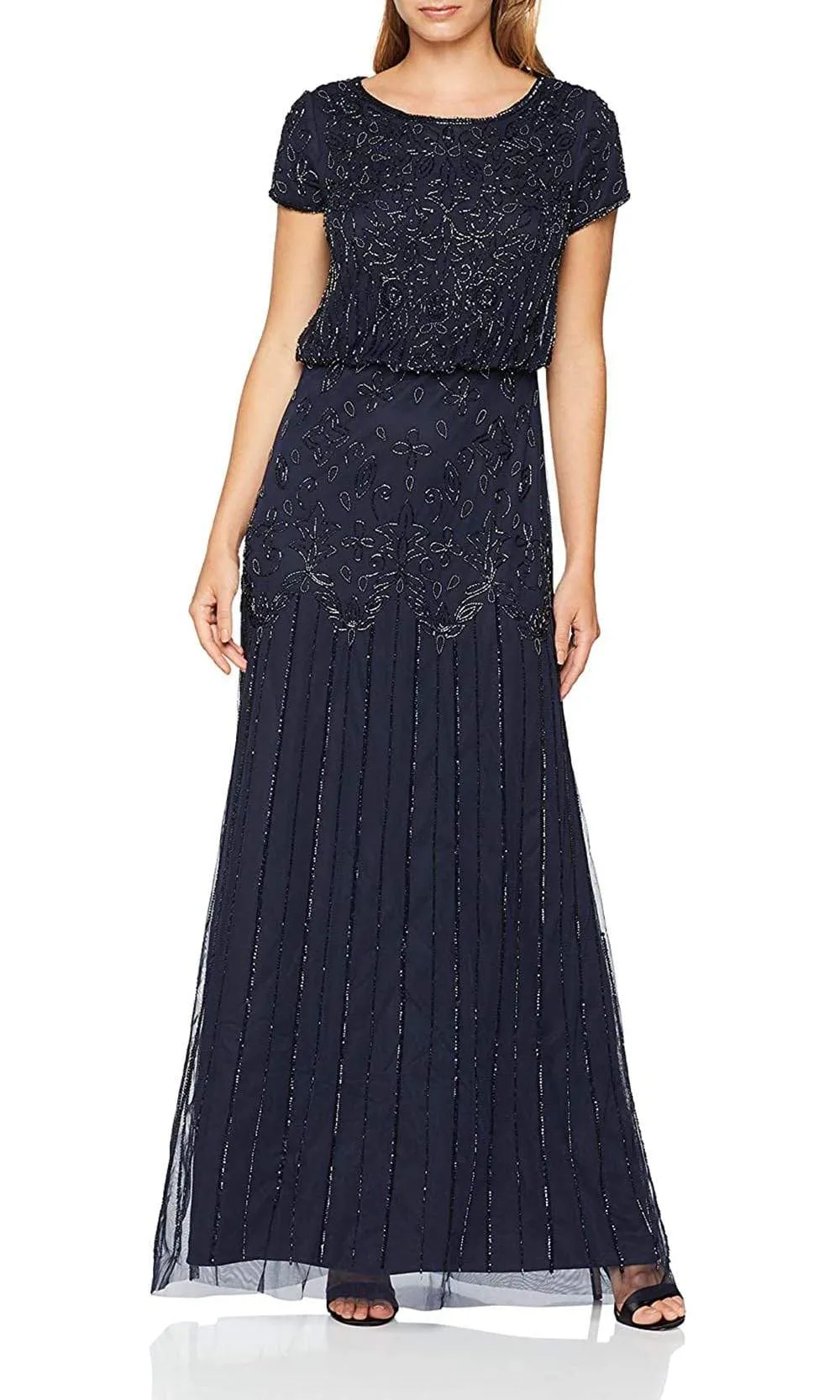 Adrianna Papell - 191906600 Embellished Mesh Blouson Evening Dress