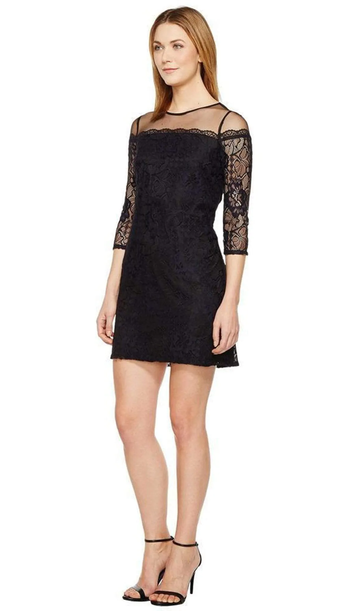 Adrianna Papell - AP1D100545 Lace Quarter Length Sleeve Sheath Dress