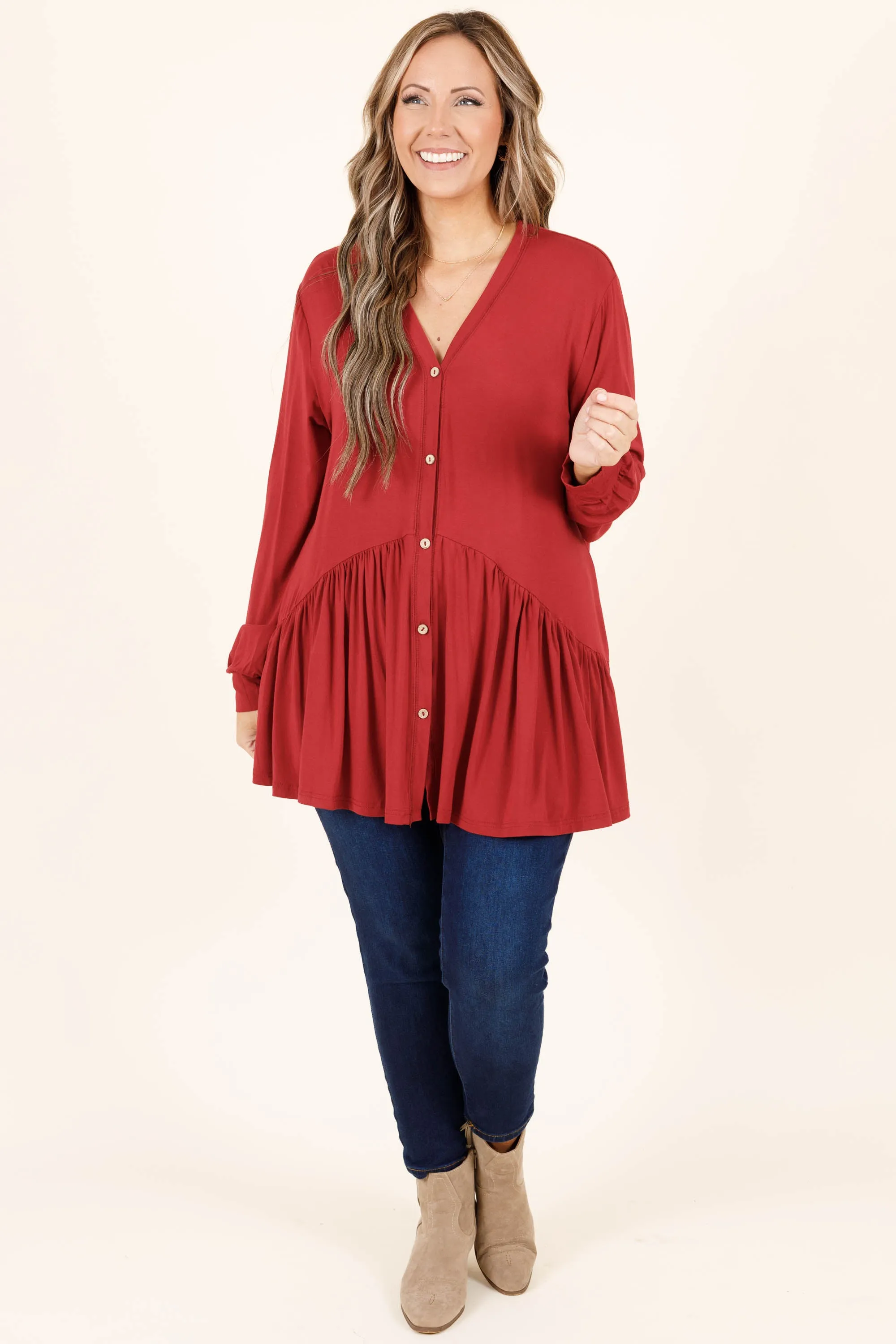 All The Emotions Tunic, Burgundy