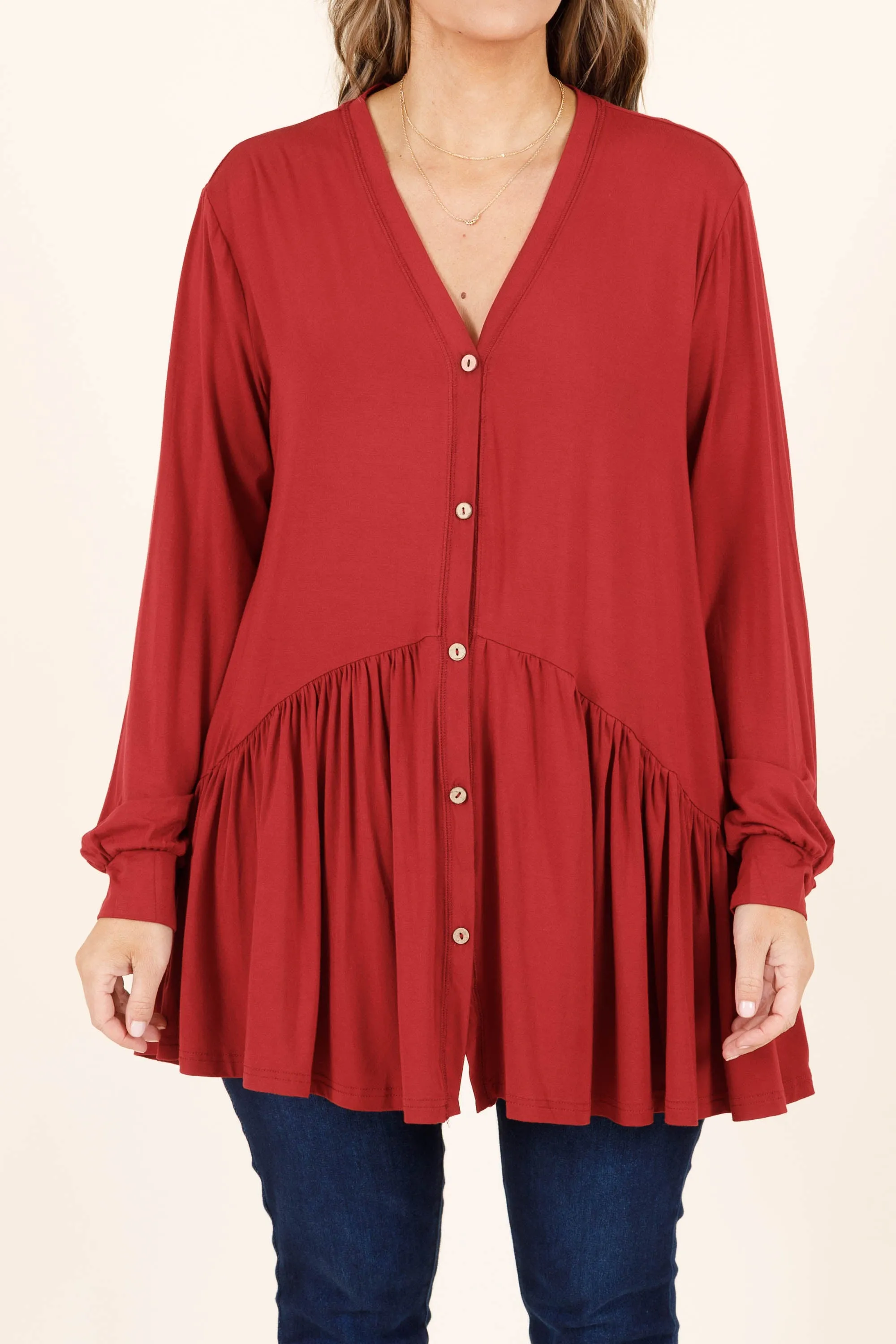 All The Emotions Tunic, Burgundy