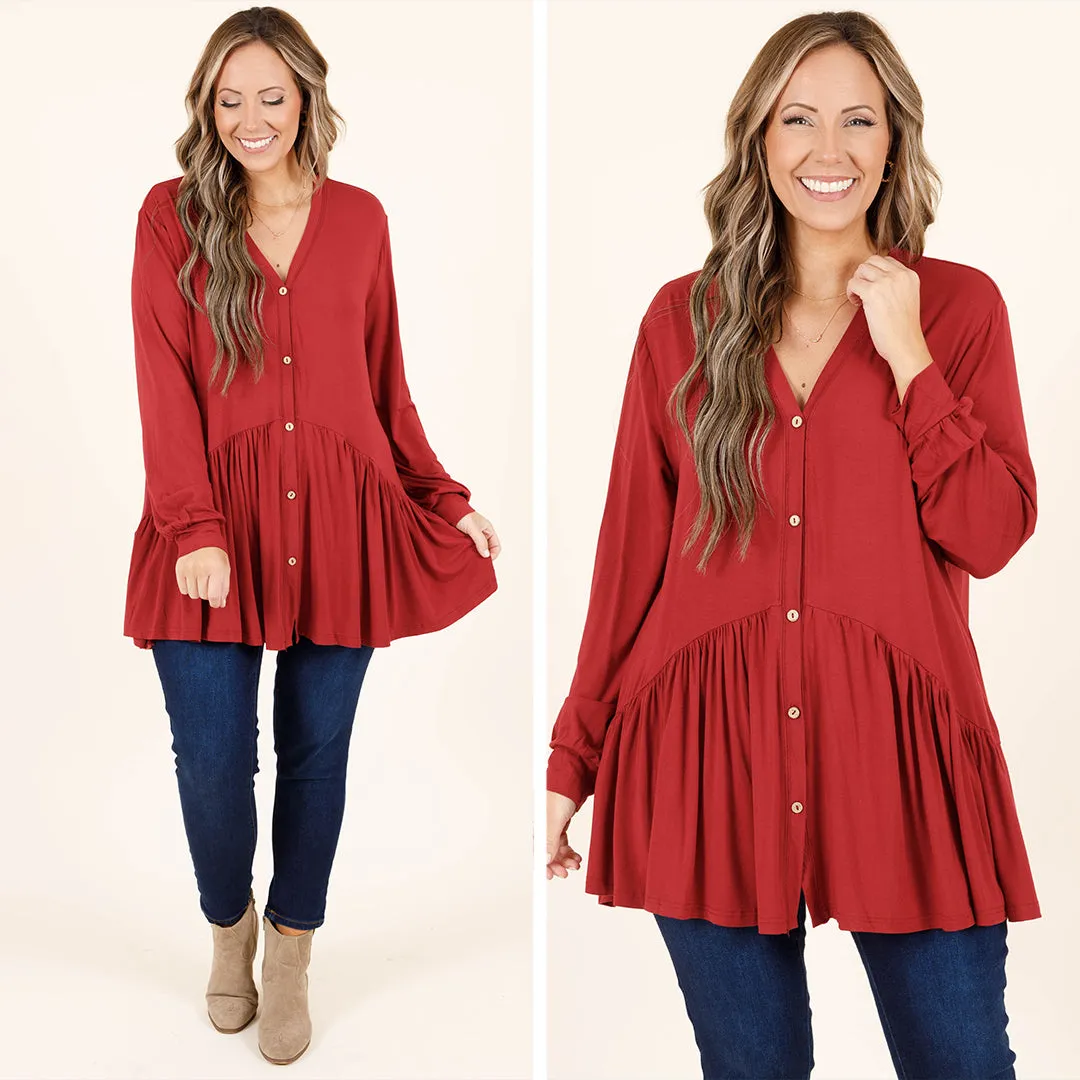 All The Emotions Tunic, Burgundy