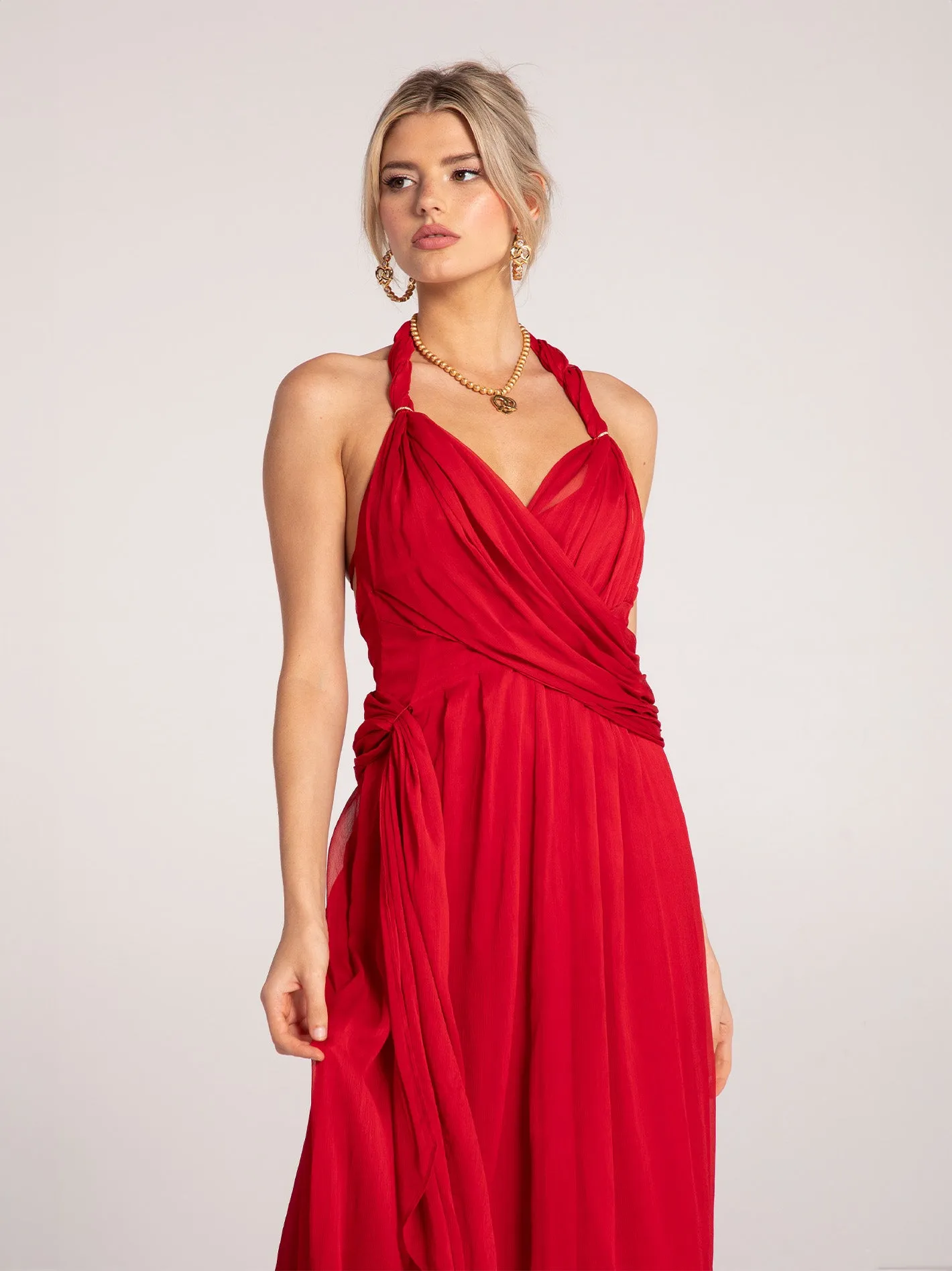 Amber Chiffon Dress (Red)