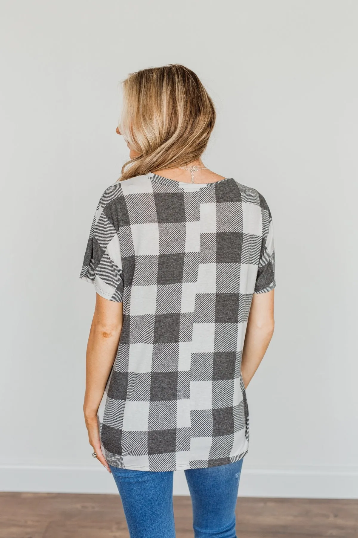 Better Than The Rest Buffalo Plaid Top- Ivory & Charcoal