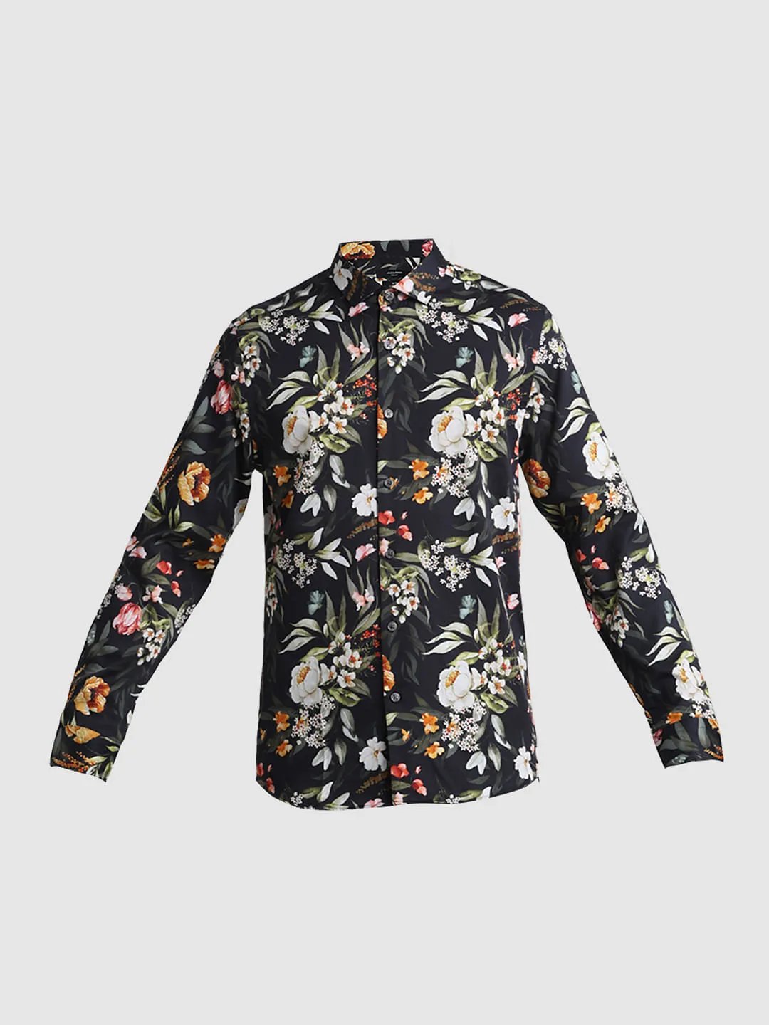 Black Floral Full Sleeves Shirt