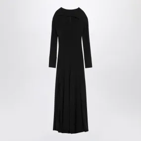 BLACK VISCOSE DRESS WITH CUT-OUT