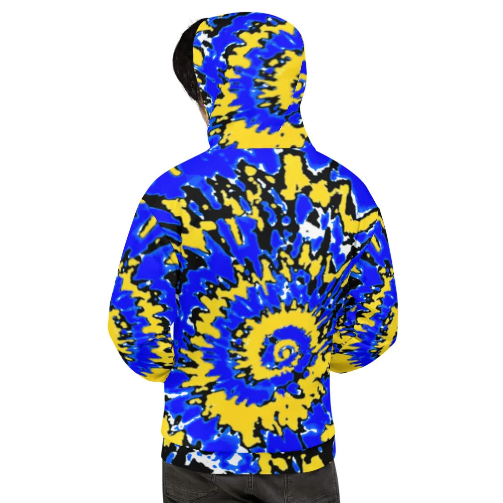 Blue and Gold Unisex Tie Dye Hoodie