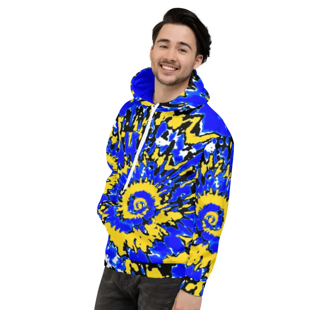 Blue and Gold Unisex Tie Dye Hoodie