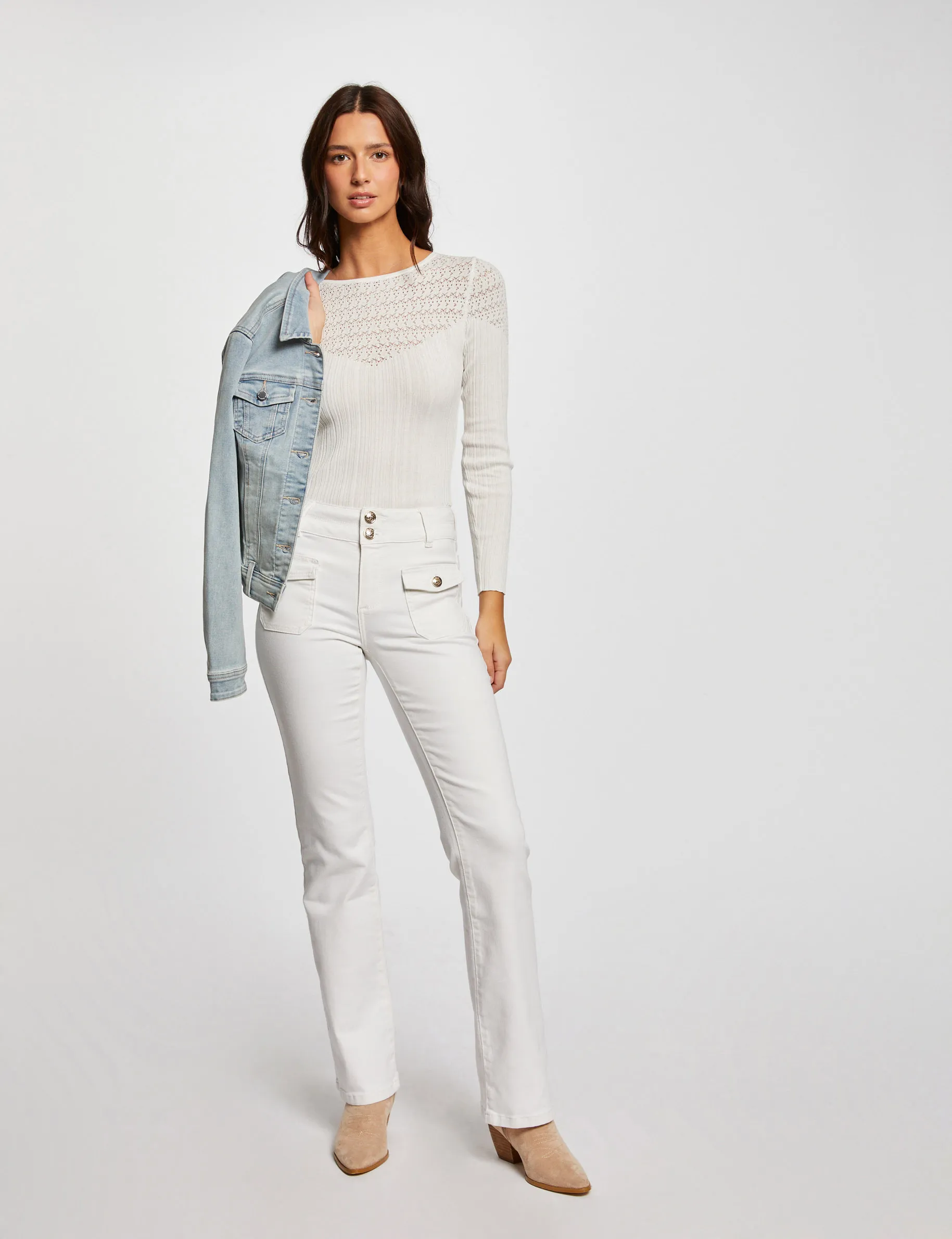 Bootcut jeans with flap pockets ivory women