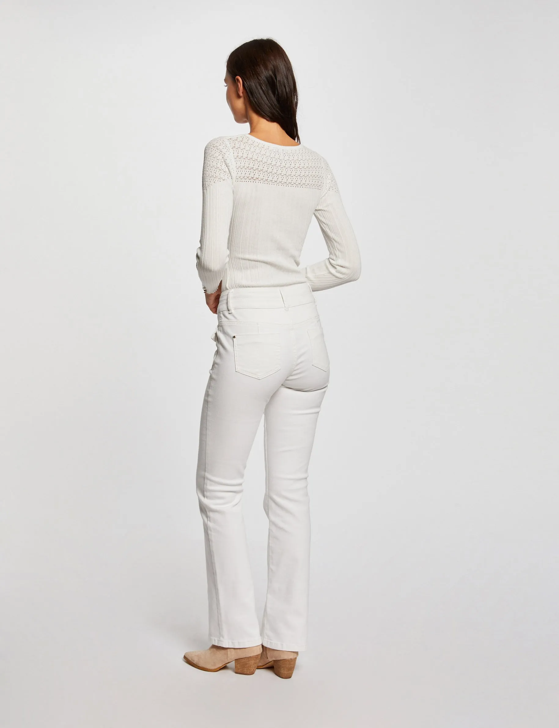 Bootcut jeans with flap pockets ivory women