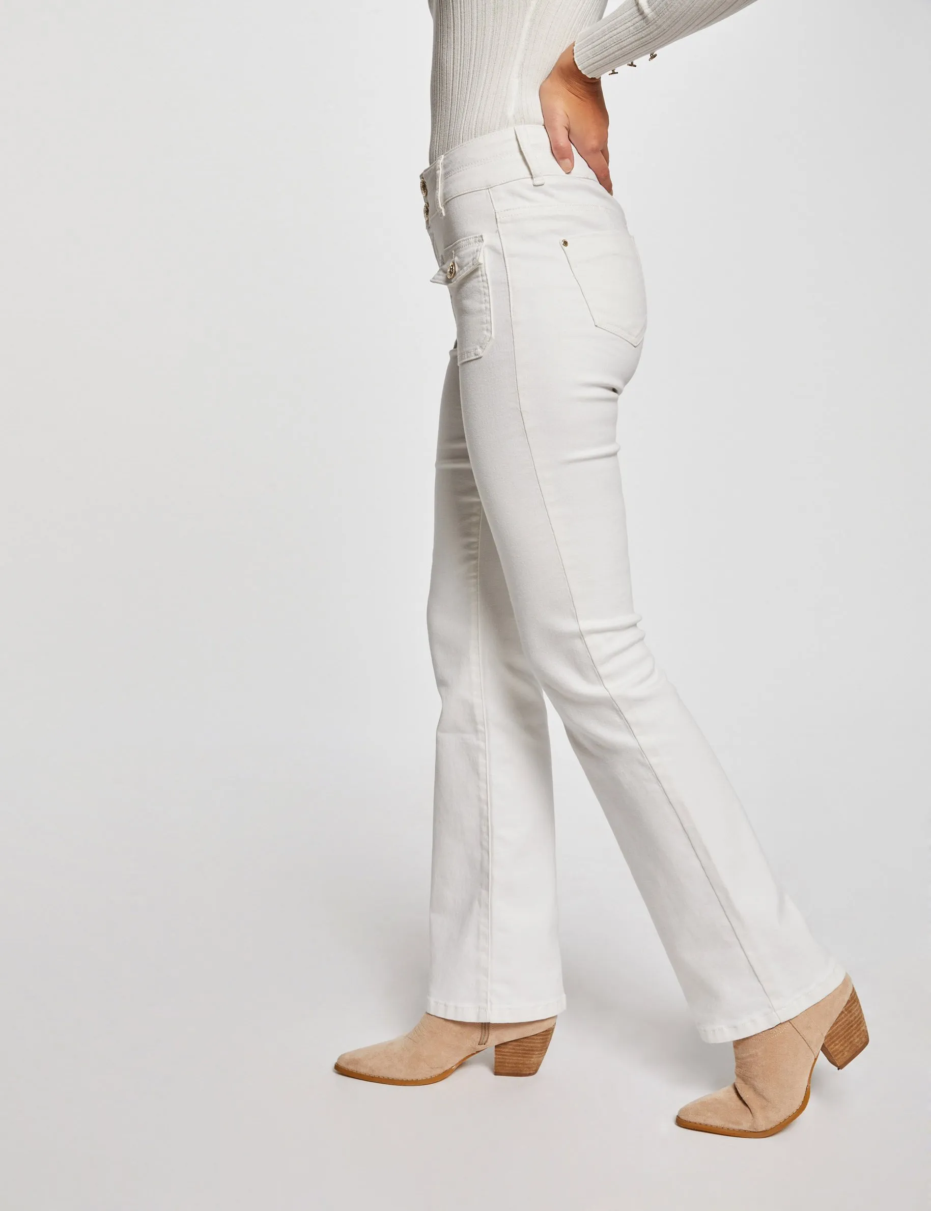 Bootcut jeans with flap pockets ivory women