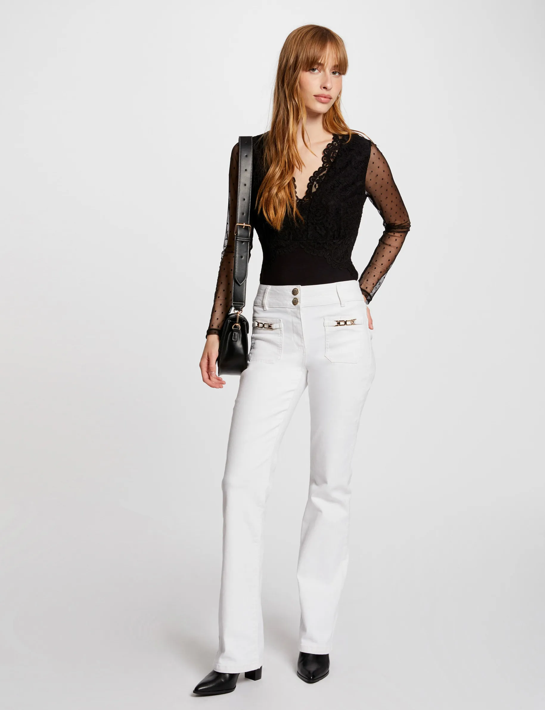 Bootcut jeans with ornaments ivory women