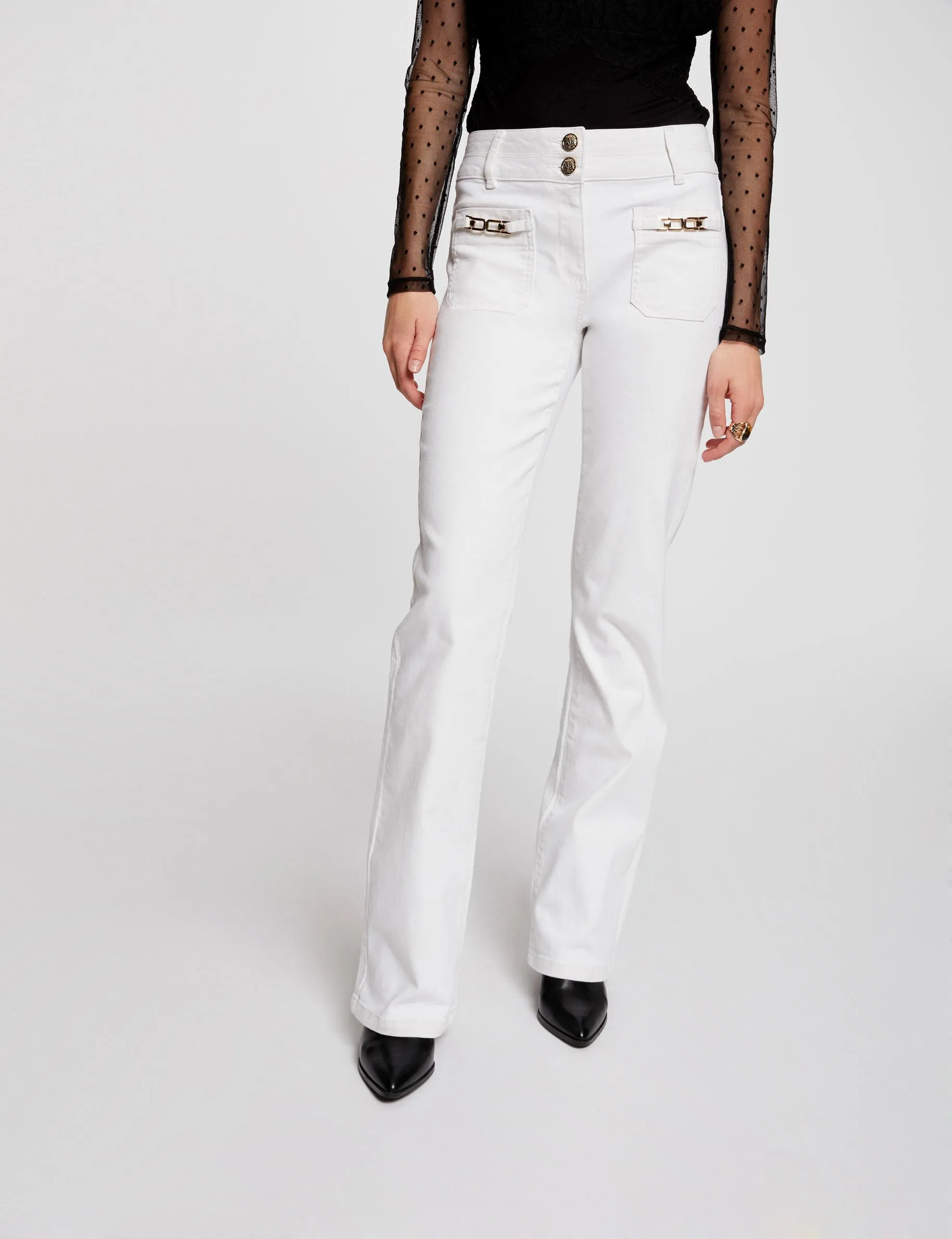 Bootcut jeans with ornaments ivory women