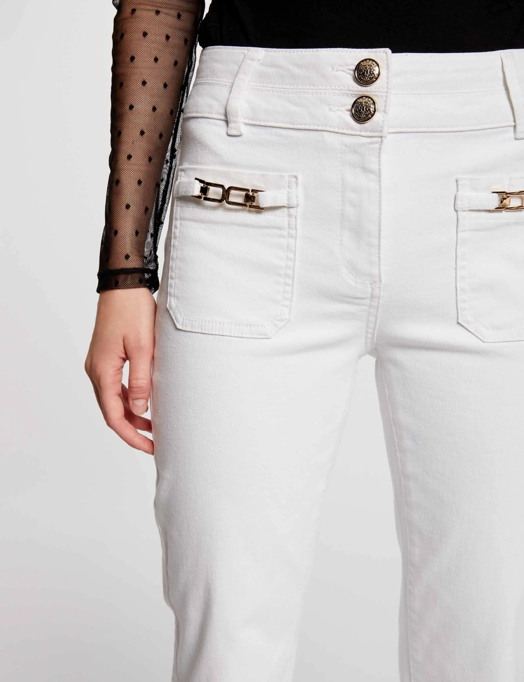 Bootcut jeans with ornaments ivory women