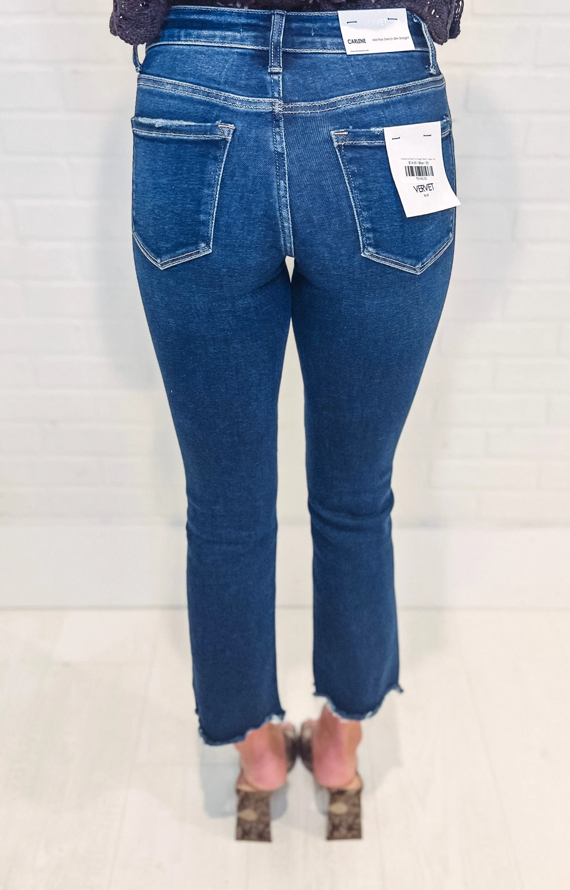 Carlene Mid-Rise Slim Straight Denim-- Issue-Free