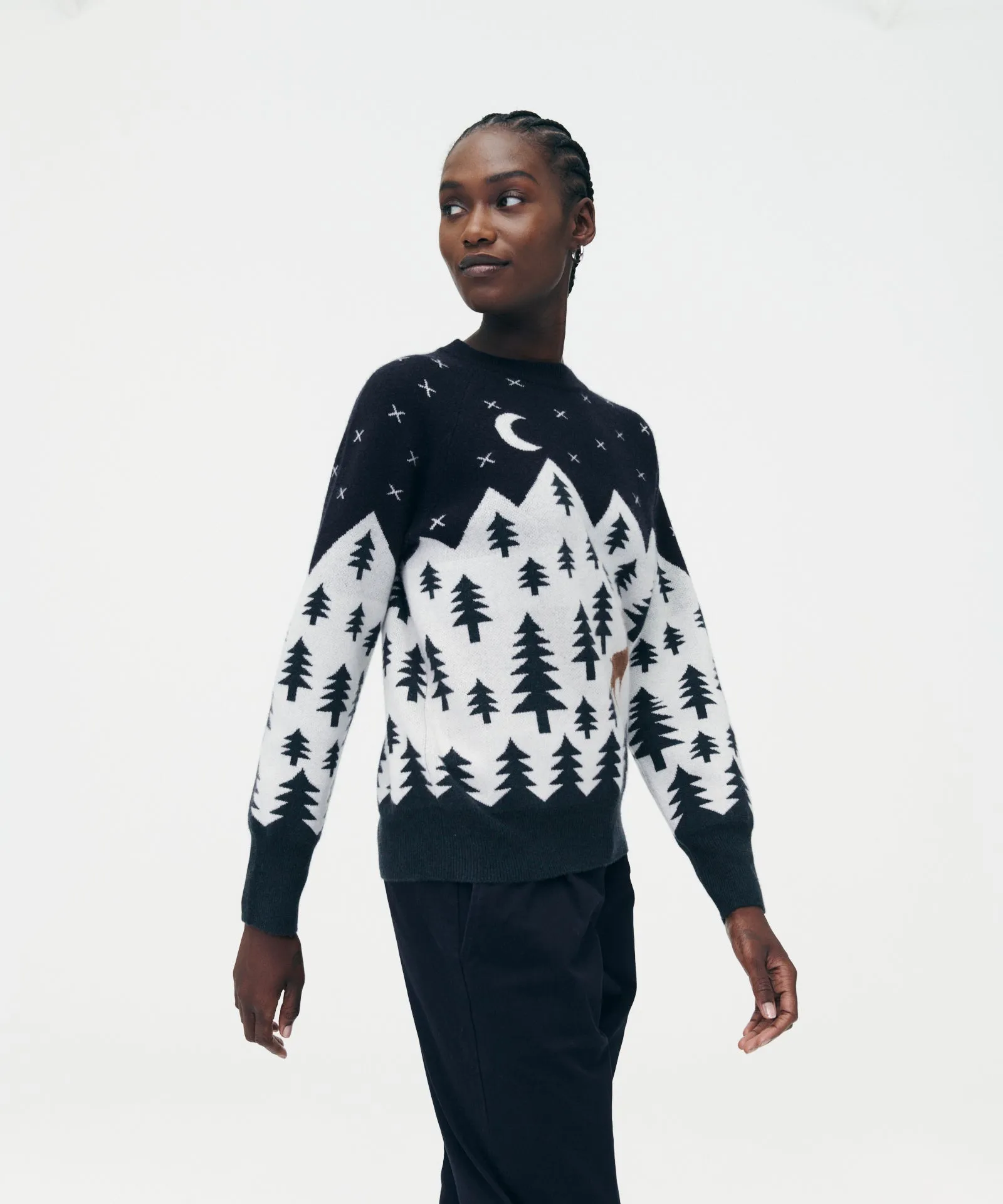 Cashmere Scenic Fair Isle Crewneck Sweater