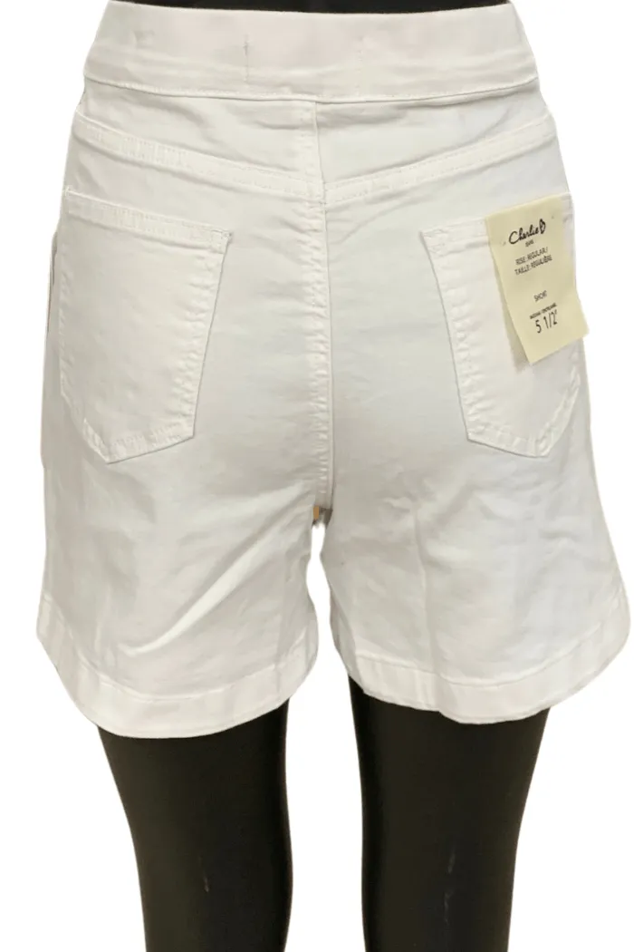 Charlie B White Shorts With Buttons Placket On Front - C8054 615A