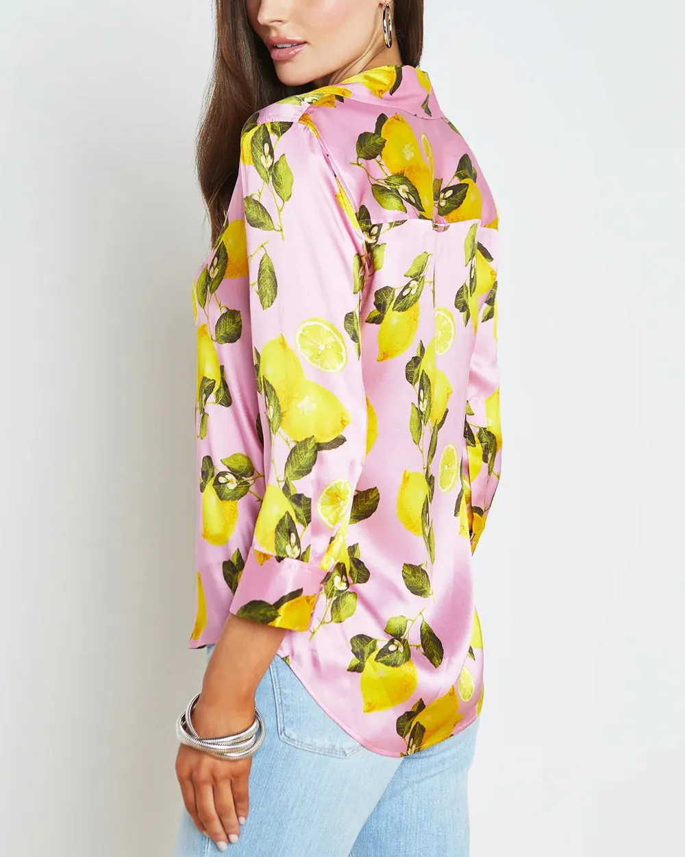 Cotton Candy Lemon Print Dani Blouse