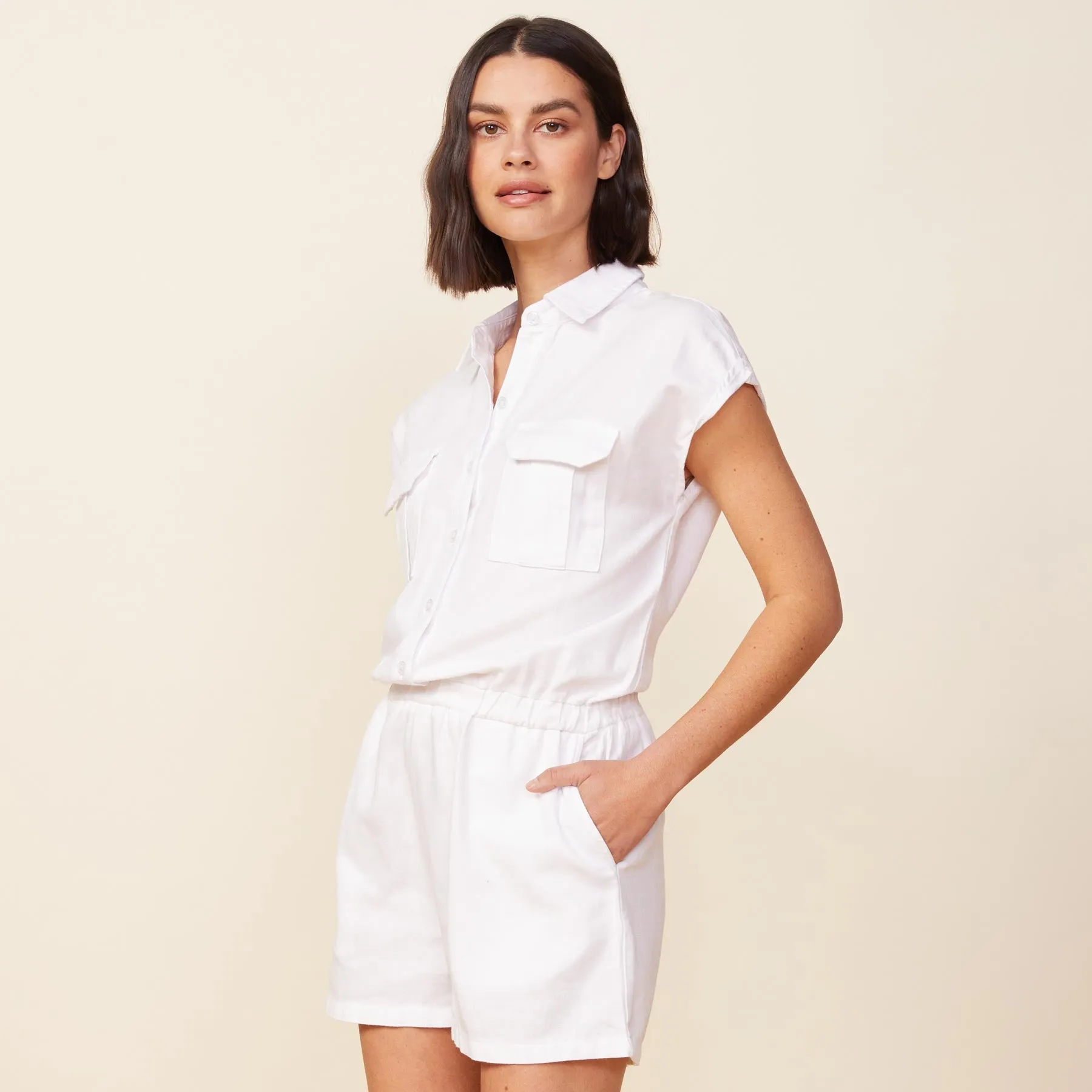 Cotton Twill Pocket Romper