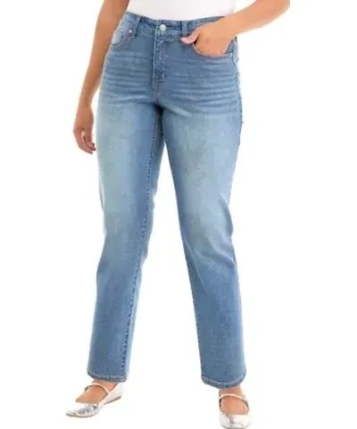 Crown & Ivy Women's Petite Straight Leg Jeans