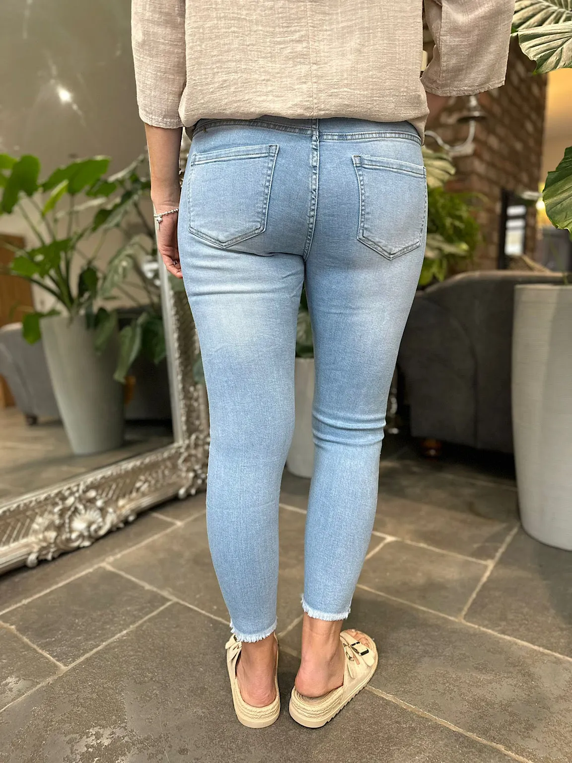 Denim Diamante Ankle Grazer Jeans