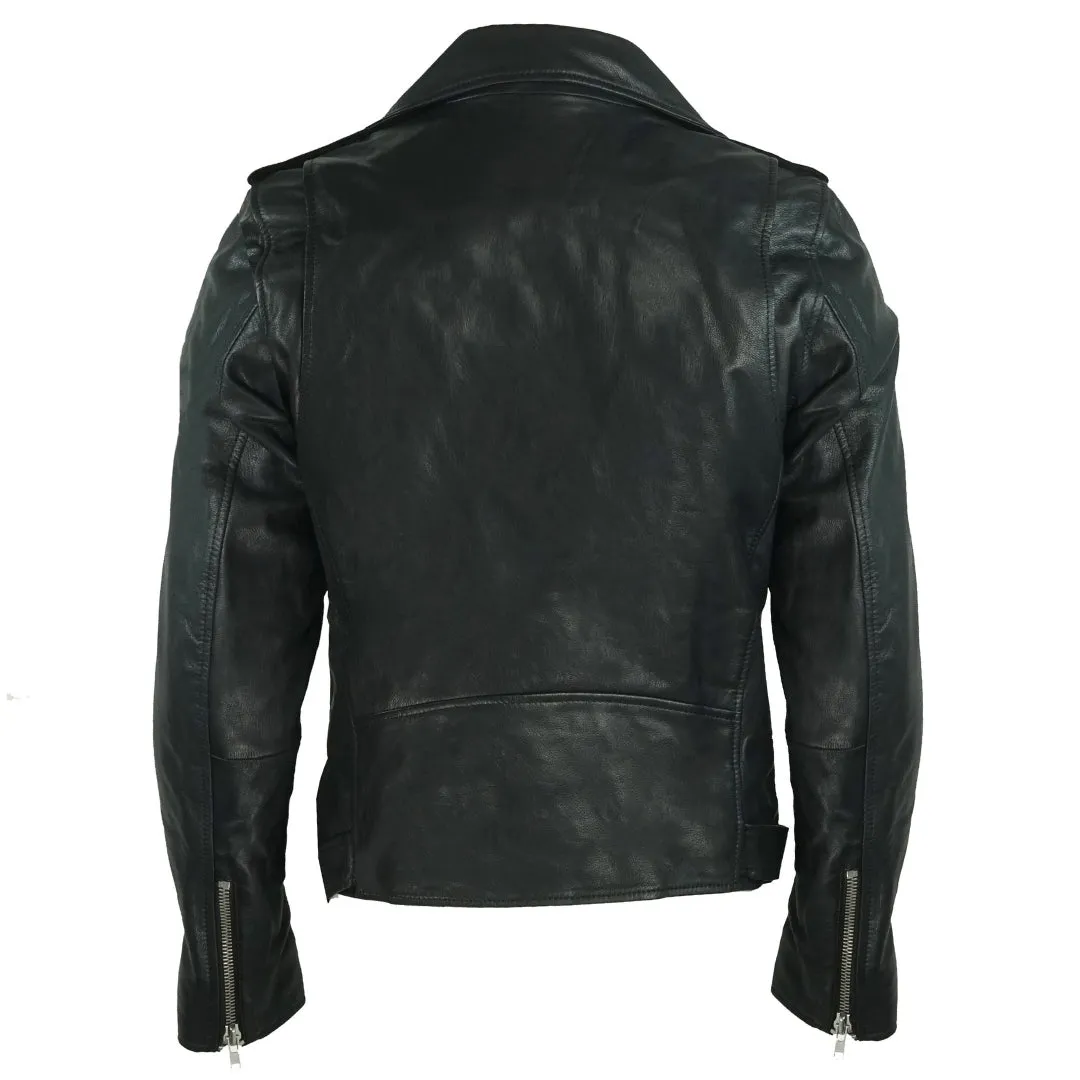 Diesel R Lumenirok Black Leather Biker Jacket