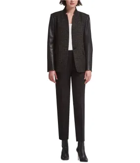 Dkny Womens Mixed Media One Button Blazer Jacket