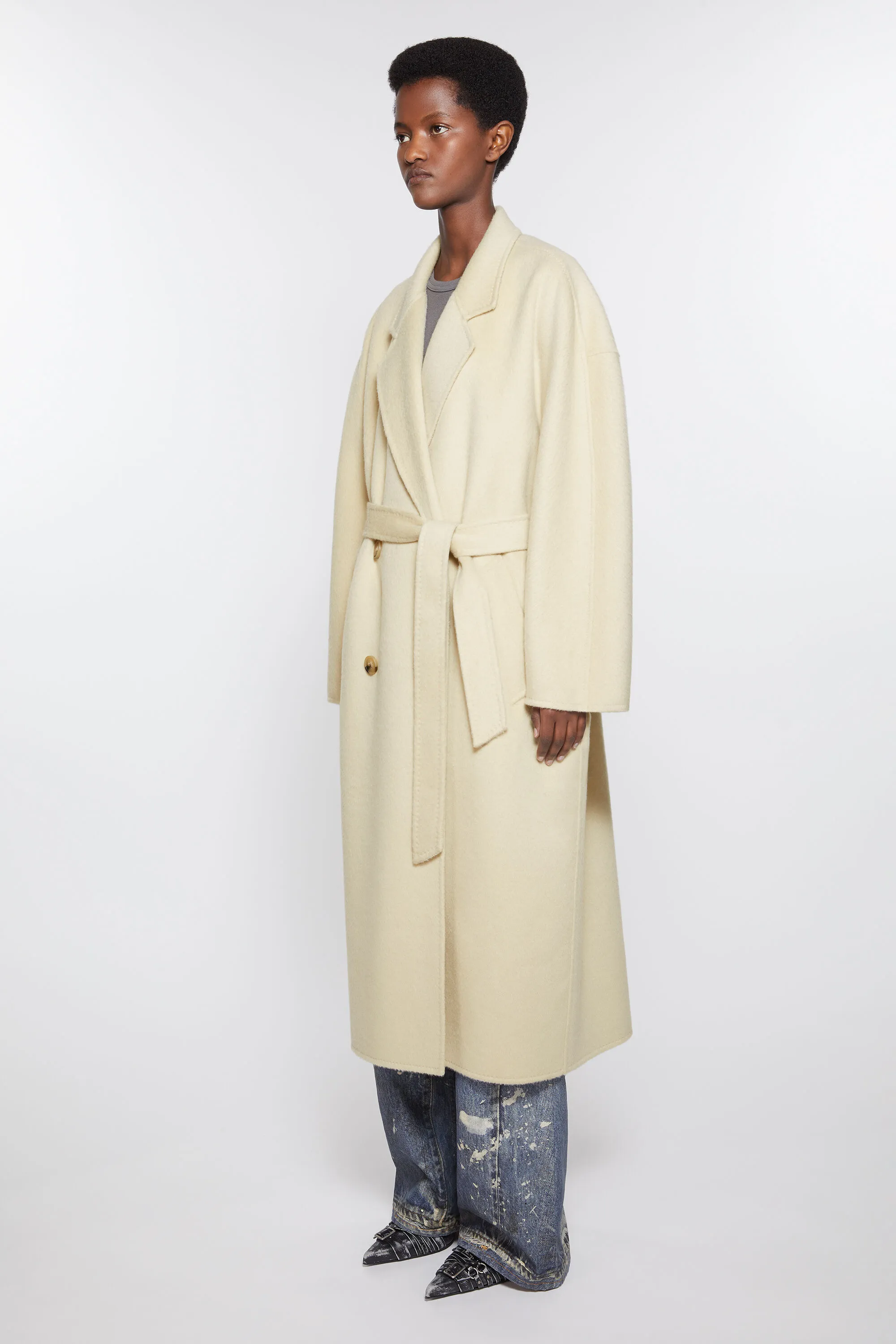 Double-breasted wool coat