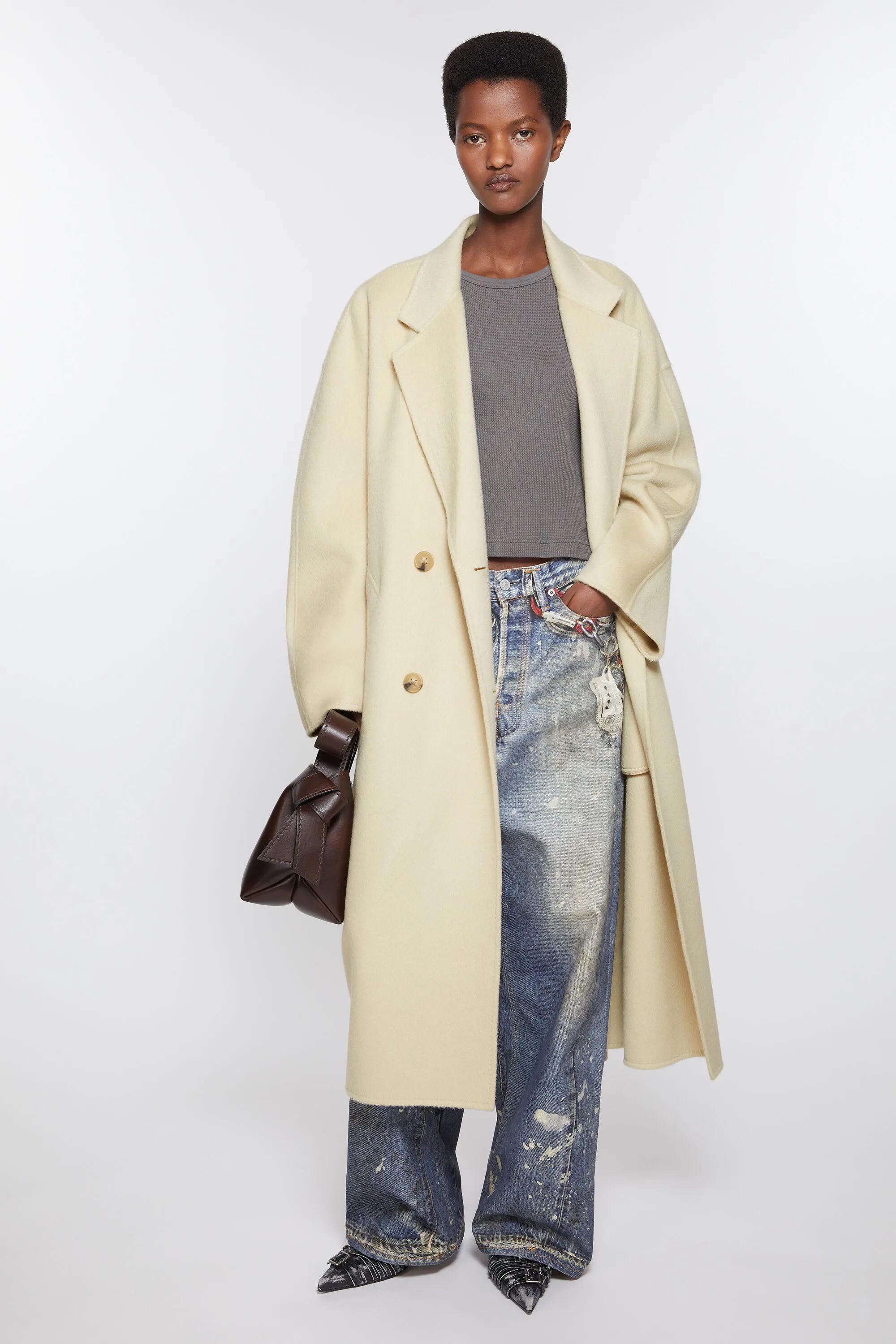 Double-breasted wool coat