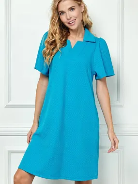 Easy Textured Dress - Aqua