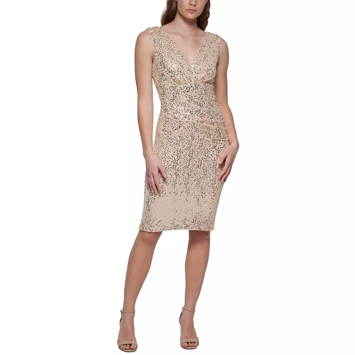 Eliza J Womens Mesh Sequined Cocktail And Party Dress