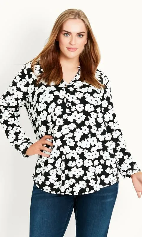 Evans Black & White Floral Print Shirt