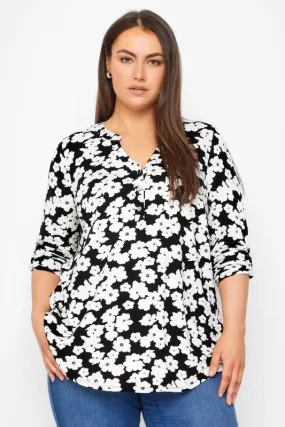 Evans Black & White Floral Print Shirt