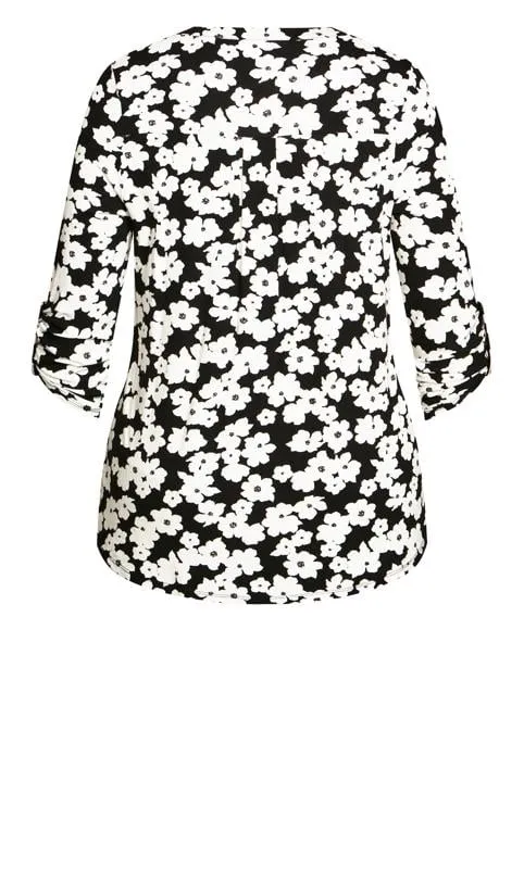 Evans Black & White Floral Print Shirt