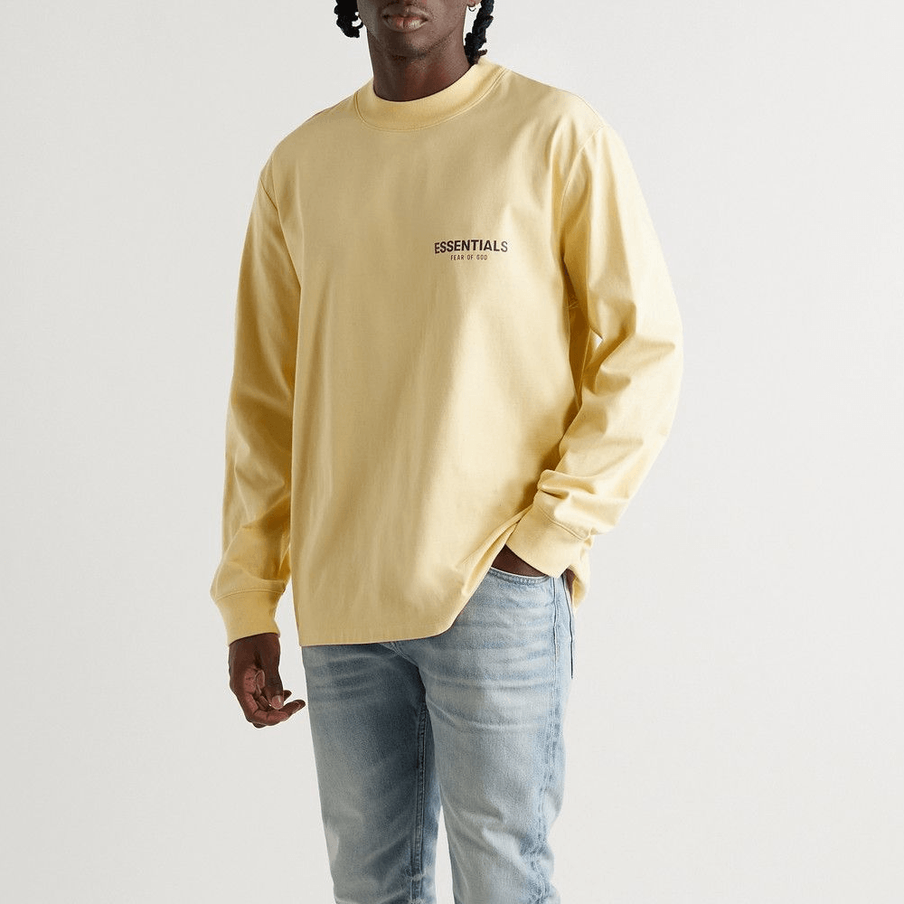 Fear of God ESSENTIALS Appliquéd Logo-Print Long Sleeve Tee