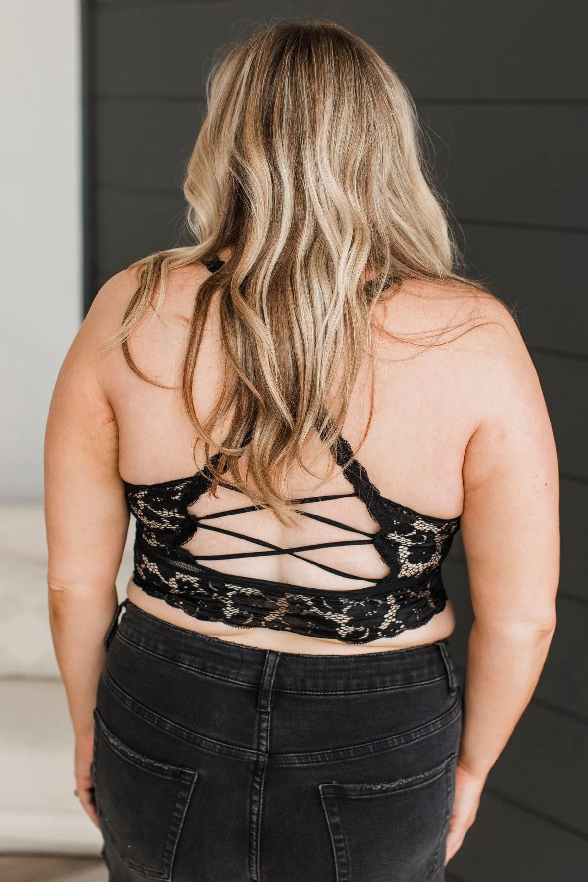 Finding Love Floral Lace Bralette- Black