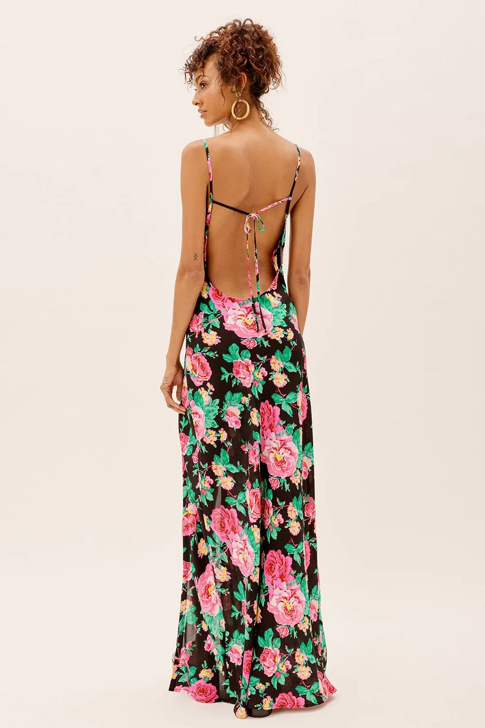 For Love & Lemons Becca Maxi Dress - Black Floral