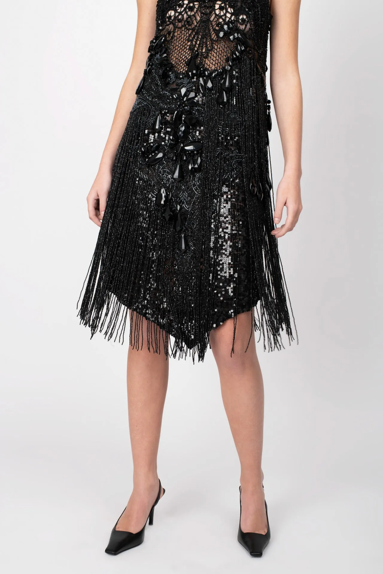 Gianfranco Ferrè Black beaded cocktail dress