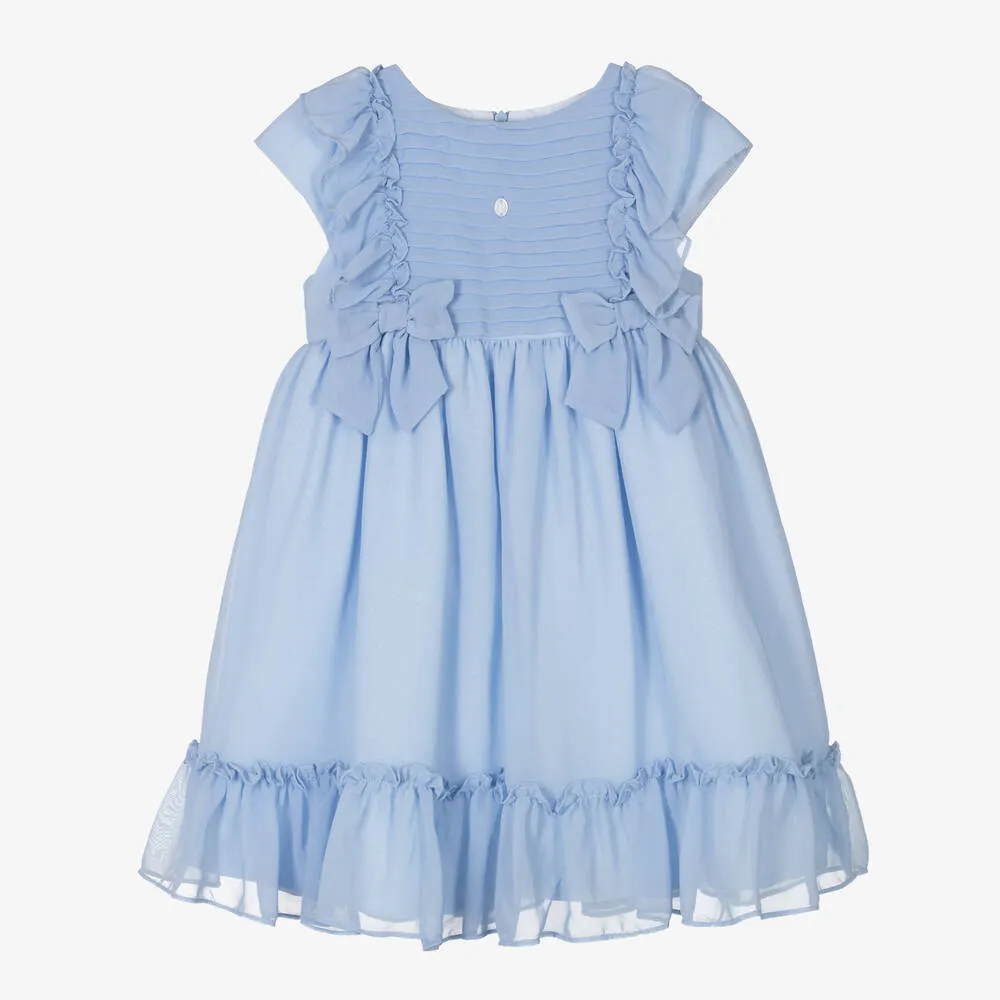 Girls Blue Frilled Chiffon Dress