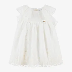 Girls Ivory Embroidered Floral Chiffon Dress