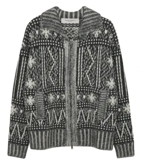 GOLDEN GOOSE JOURNEY COLLECTION - CARDIGAN WITH DARK GRAY FAIR ISLE PATTERN