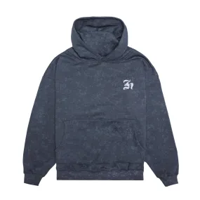 HOMME+ Old English Acid Wash Hoodie Charcoal