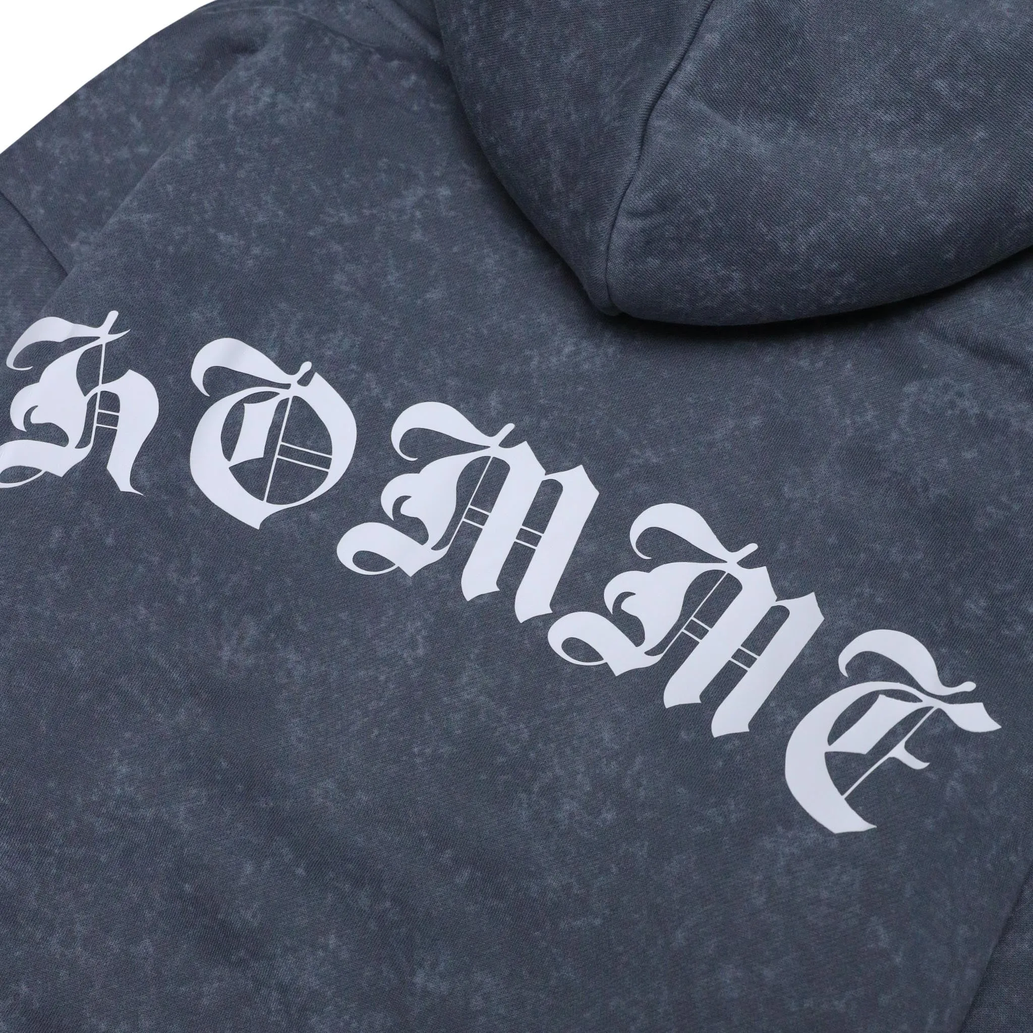 HOMME+ Old English Acid Wash Hoodie Charcoal