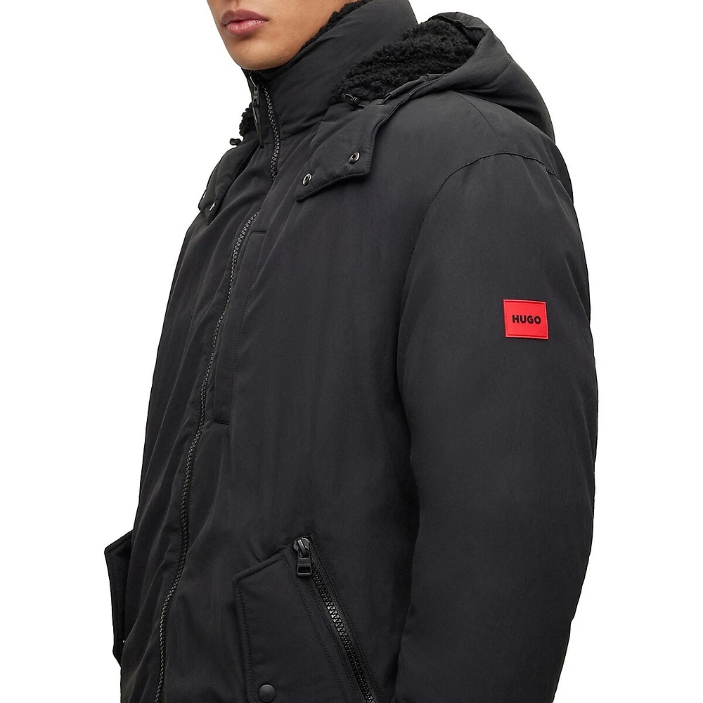 HUGO Water-Repellent Fishtail Parka Jacket With Logo Badge