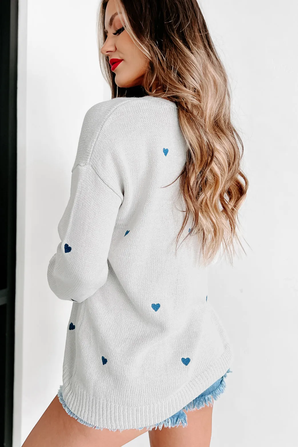 Intense Feelings Embroidered Heart Sweater (Heather Grey)