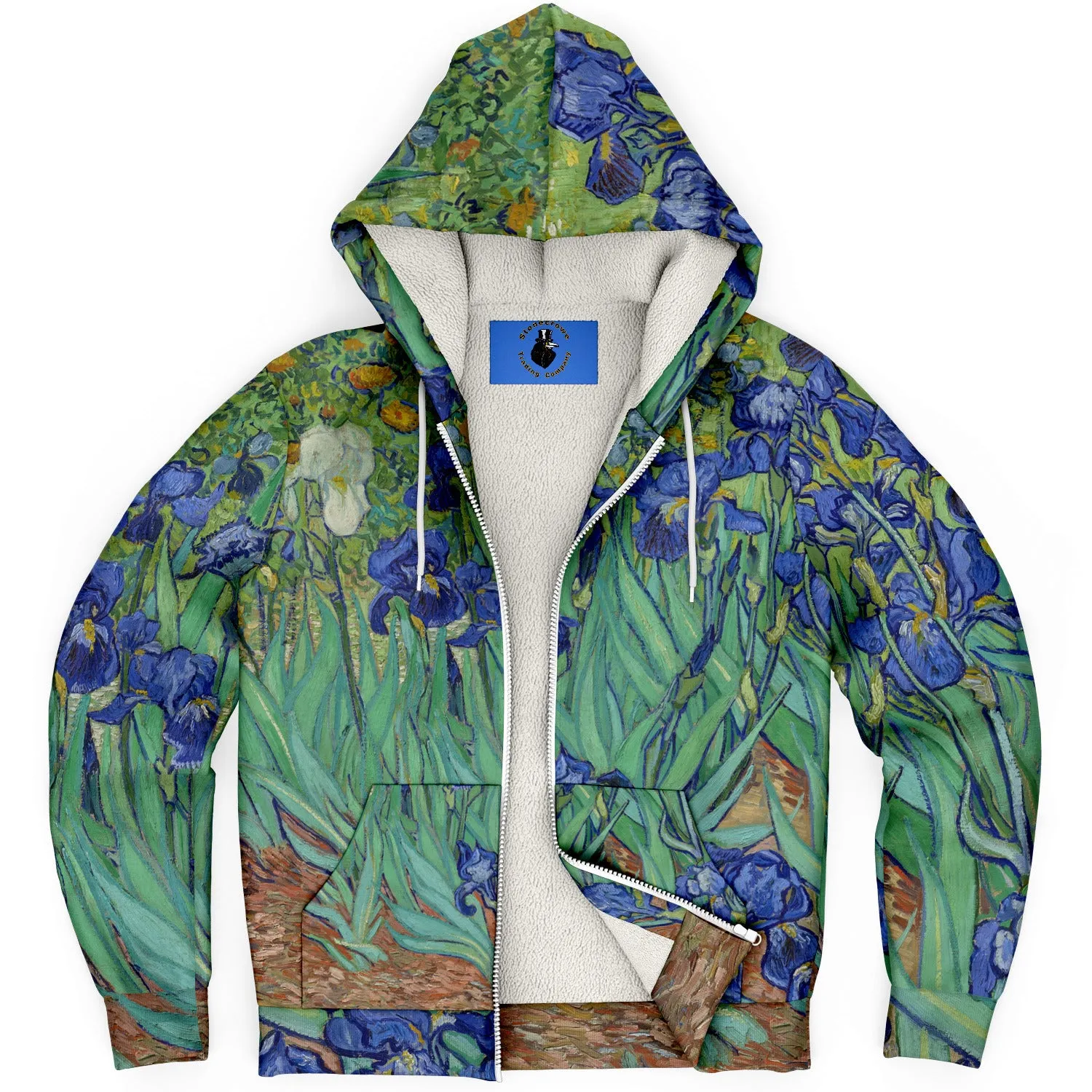 Irises by van Gogh Microfleece Zip-up Hoodie