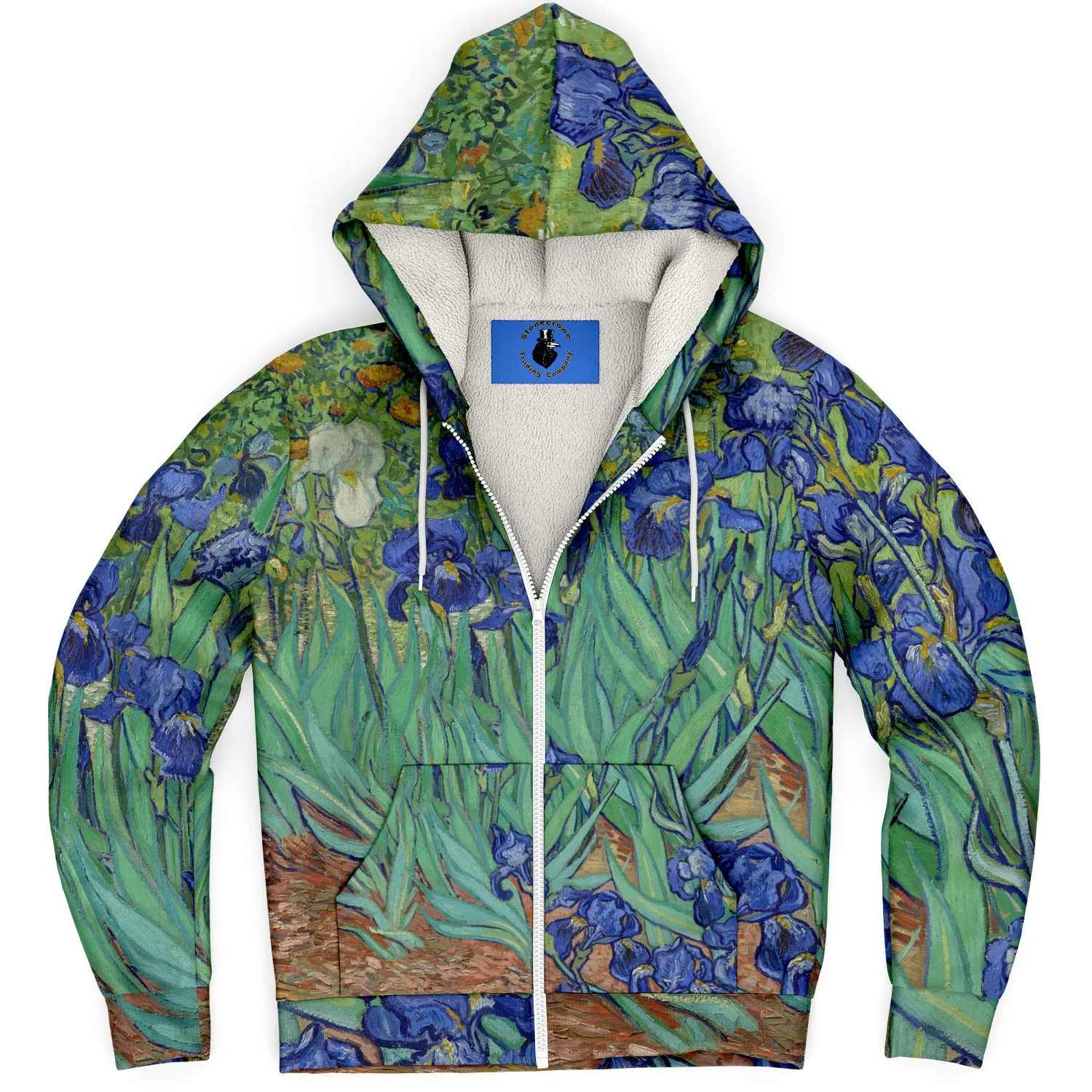 Irises by van Gogh Microfleece Zip-up Hoodie