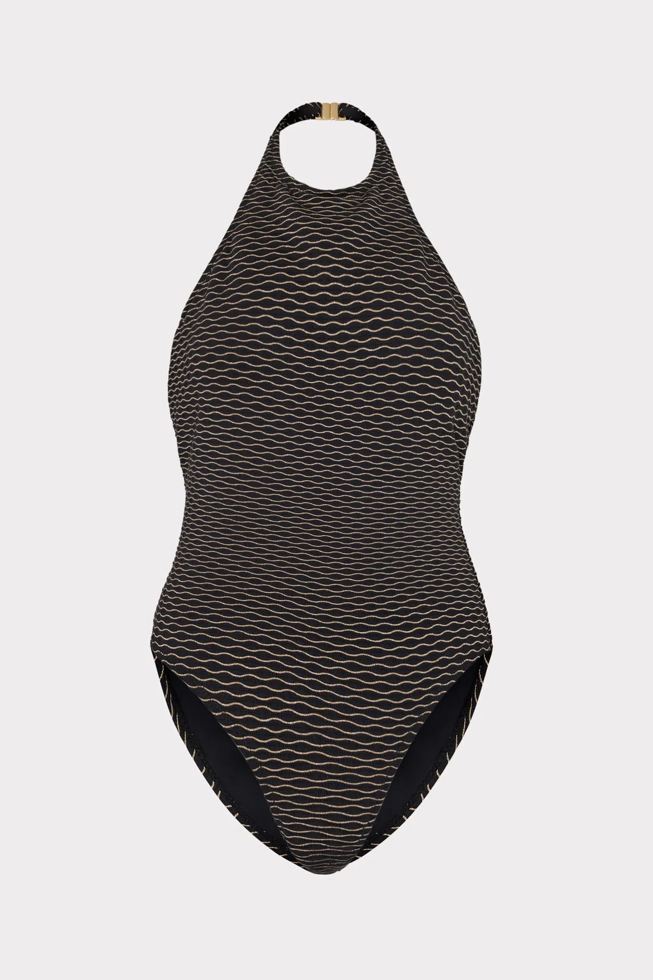 Jackie Textured Waves Halter One Piece